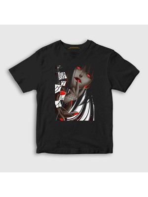 Presmono Unisex Çocuk Siyah Yumeko Anime Kakegurui T-Shirt