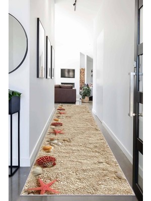 Viva Home Kesme Kaymaz Taban Yolluk Halı Sahil AR253, Bej, 80 x 300