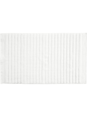 Banyo Paspası 80 x 50 cm Banyo Halısı 100 Pamuk Yıkanabilir Beyaz