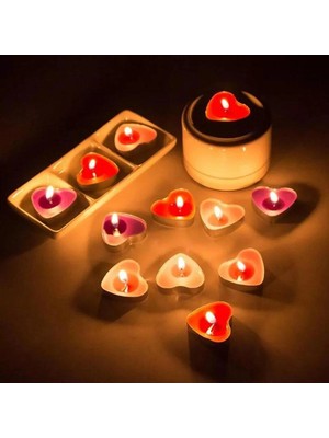 Moontime Alaçatı 50 Li Kalp Mum Yeşil Tealight Mum Doğum Günü Parti Süsleme