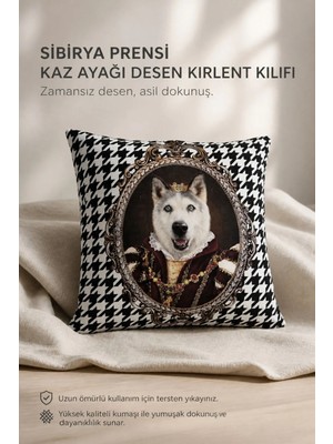 Sibirya Prensi Kaz Ayağı Desen Kırlent Kılıfı