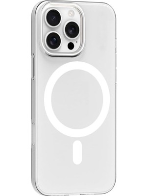 iPhone 16 Pro Max ile Uyumlu Kılıf M-Safe Şarj Özellikli Ultra Ince Sert Pc Blank Kapak Şeffaf