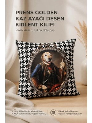 Prens Golden Kaz Ayağı Desen Kırlent Kılıfı