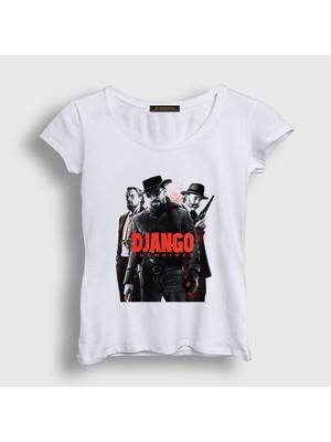Presmono Kadın Beyaz Cover Film Django Unchained T-Shirt
