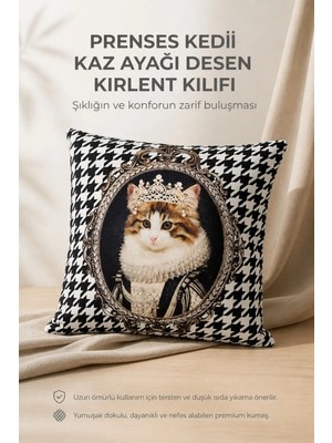 Prenses Kedii Kaz Ayağı Desen Kırlent Kılıfı