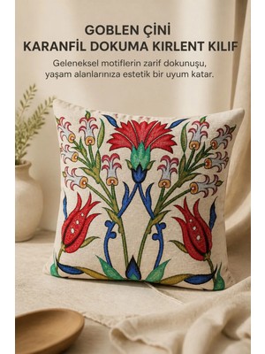 Goblen Çini Karanfil Dokuma Kırlent Kılıf
