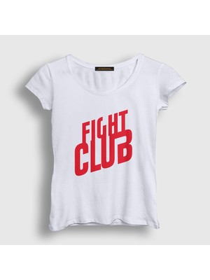 Presmono Kadın Beyaz Logo Film Dövüş Kulübü Fight Club T-Shirt