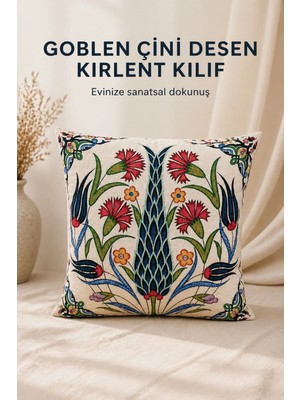 Goblen Çini Desen Kırlent Kılıf