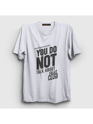 Presmono Unisex Beyaz Rule Film Dövüş Kulübü Fight Club T-Shirt