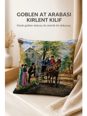 Goblen At Arabası Kırlent Kılıf