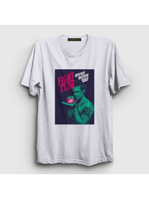 Presmono Unisex Beyaz Soap Film Dövüş Kulübü Fight Club T-Shirt