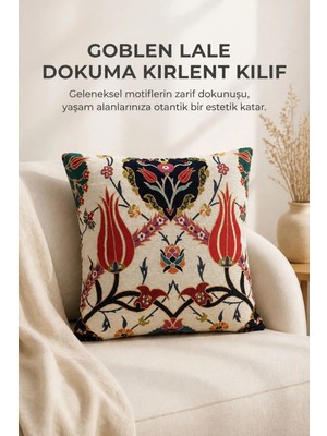 Goblen Lale Dokuma Kırlent Kılıf