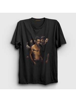 Presmono Unisex Siyah Tyler Durden Film Dövüş Kulübü Fight Club T-Shirt