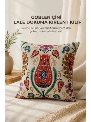 Goblen Çini Lale Dokuma Kırlent Kılıf