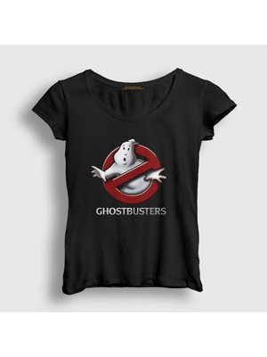 Presmono Kadın Siyah Logo Film Hayalet Avcıları Ghostbusters T-Shirt