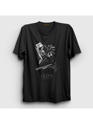 Presmono Unisex Siyah Milk Film Leon T-Shirt