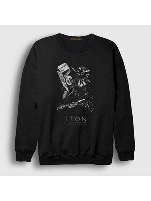 Presmono Unisex Siyah Milk Film Leon Sweatshirt