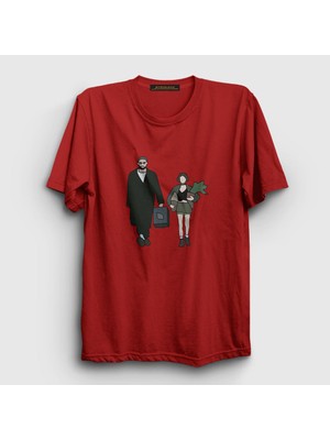 Presmono Unisex Kırmızı Walk Film Leon T-Shirt