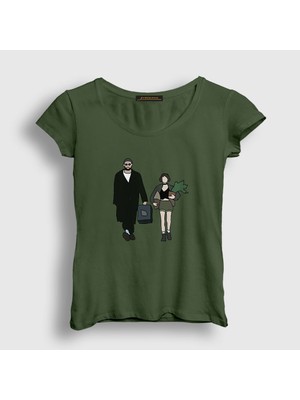 Presmono Kadın Haki Walk Film Leon T-Shirt