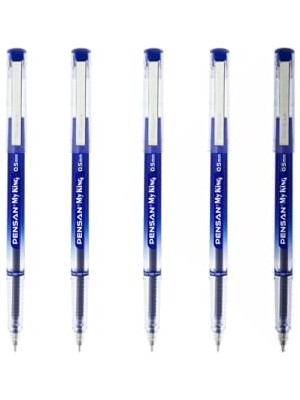Aydogan's My King Iğne Uçlu Metal Klipsli Jel Tükenmez Kalem 0.5 mm Mavi - 5 Adet