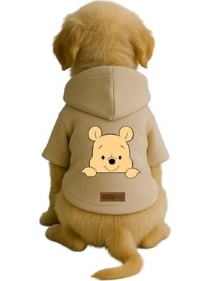 Aydogan's Baskılı Içi Polarlı Köpek ve Kedi Kıyafeti & Elbisesi - Bej Renk Kapüşonlu Hoodie B693E, Xs