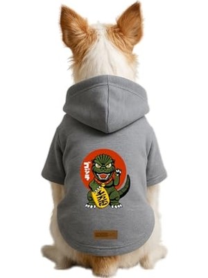 Aydogan's Baskılı Içi Polarlı Köpek ve Kedi Kıyafeti & Elbisesi - Gri Renk Kapüşonlu Hoodie B6FE4 6xl