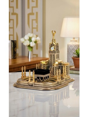Moontime Alaçatı Mescid-I Haram Altın Boyut: 26X26 Boy:28 Cm. Saat Çalışır Durumda (Tescilli Marka)