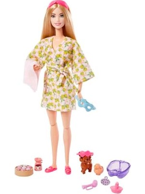 Aydogan's Barbie Bebek ve Aksesuarlar Barbie ve Yavru Köpeği, Çocuklar Için Oyuncaklar, Kişisel Bakım Spa Günü HKT90