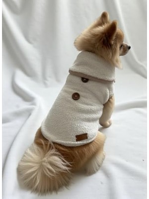 Aydogan's Kışlık Peluş Köpek Yelek, Sıcak Tutan Düğmeli Yumuşak Polar Küçük Irk Köpek Kıyafeti, Bej (Beyaz, Small)