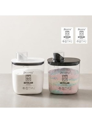 Aydogan's 2’li Deterjan Kabı Seti 1200 Ml, Ölçekli Şeffaf Deterjan Saklama Kutusu, Kapaklı Çamaşır Deterjan Organizeri, Etiket Hediyeli