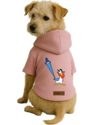 Aydogan's Baskılı Içi Polarlı Köpek ve Kedi Kıyafeti & Elbisesi - Pembe Renk Kapüşonlu Hoodie B9989 2xl