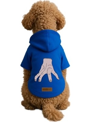 Aydogan's Baskılı Içi Polarlı Köpek ve Kedi Kıyafeti & Elbisesi - Mavi Renk Kapüşonlu Hoodie B42CC, L