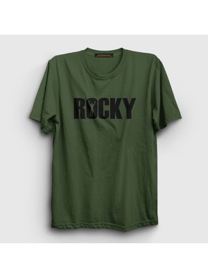 Presmono Unisex Haki Logo Film Rocky T-Shirt