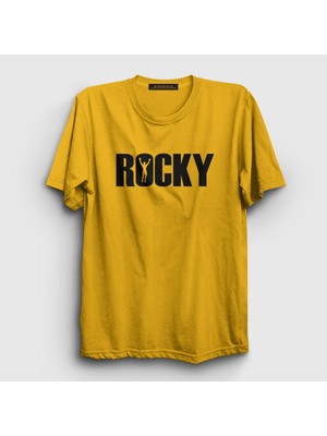 Presmono Unisex Sarı Logo Film Rocky T-Shirt