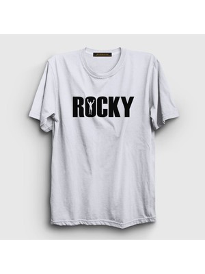 Presmono Unisex Beyaz Logo Film Rocky T-Shirt