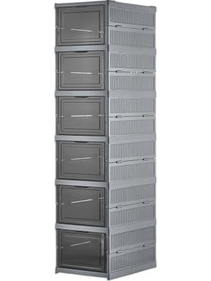 Aydogan's Deconox 6 Katlı, Katlanabilir Ayakkabılık, Taşınabilir Çok Amaçlı, Geniş, Katlanabilir Dolap ve Raf, Katlanır Taşınabilir Premium Portatif Organizer Ayakkabılık (25,5cm x 34,5cm x 105,5CM) (Antrasit)