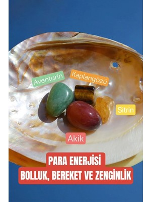 Moontime Alaçatı Bolluk Bereket Para Mıkntası Enerjisi Doğal Taş Tumble Seti (Sitrin, Kaplangözü, Aventurin, Akik)