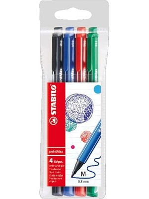 Aydogan's Stabılo Pointmax - Keçe Uçlu Kalem - 4'lü Paket - Çeşitli Renkler