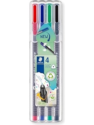 Aydogan's Staedtler 334 Sb4 Triplus Üçgen Fineliner Klasik Renk 0.3 mm 4'lü Set | Ince Üçgen Kalemler, Ergonomik Gövde - Notlar ve Sanat Için Yıkanabilir - Sanat No. 334 Sb4