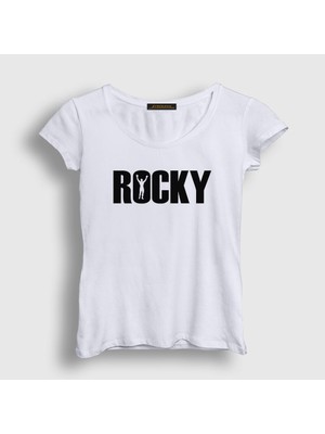 Presmono Kadın Beyaz Logo Film Rocky T-Shirt