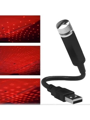Aydogan's Kırmızı Ayak Altı Tavan Star LED Araç Içi Atmosfer Ambians Işık Oto Araba Iç Tavan Yıldız Ayarlanır USB Lamba