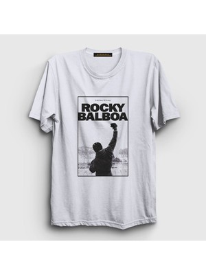 Presmono Unisex Beyaz Over Film Rocky T-Shirt