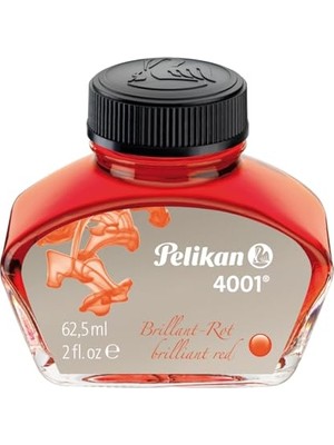 Aydogan's Pelikan Mürekkep Serisi 4001 62,5 ml Kırmızı Mürekkep | Pelikan 4001 Mürekkep Parlak Kırmızı 62,5 ml Mürekkep Camı, Parlak Renk