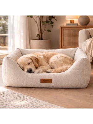 Aydogan's Bonita, Çıkarılabilir Kılıflı, Ultra Yumuşak Kumaşlı, Yan Destekli, Yıkanabilir, Kedi & Köpek Yatağı (Krem, Medium)