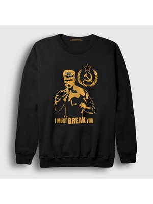 Presmono Unisex Siyah Soviet ivan Drago Film Rocky Sweatshirt