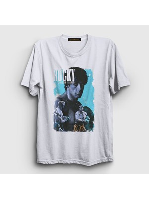 Presmono Unisex Beyaz Victory Film Rocky T-Shirt