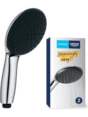 Aydogan's Grohe Vitalio Start 110 El Duşu, 2 Akışlı (Yağmur & Jet), Smartswitch, 110MM Yuvarlak Duş Başlığı, Silikon Halka, Kireç Önleyici Sistem, Krom, 27946001
