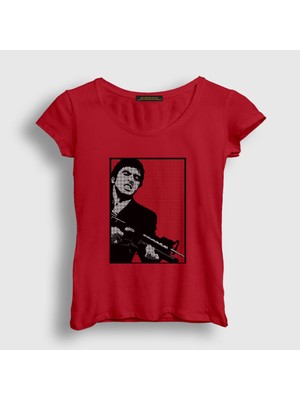 Presmono Kadın Kırmızı Fire Film Scarface T-Shirt