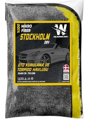 Aydogan's Wonkey - Ultra Kalın Mikrofiber Oto Araba Yıkama Kurulama Havlusu 60X30 Cm, Orta Boy Çift Katlı Araç Kurutma ve Torpido Silme Bezi (Sarı-Gri)