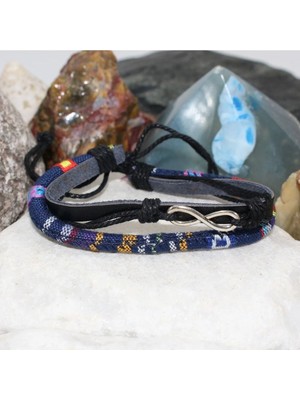 Moontime Alaçatı Deri Örme Sonsuzluk Işareti Erkek ve Unisex Bileklik, Şık ve Modern Tasarım